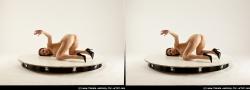 Nude Woman White Kneeling poses - ALL Slim long brown 3D Stereoscopic poses Pinup